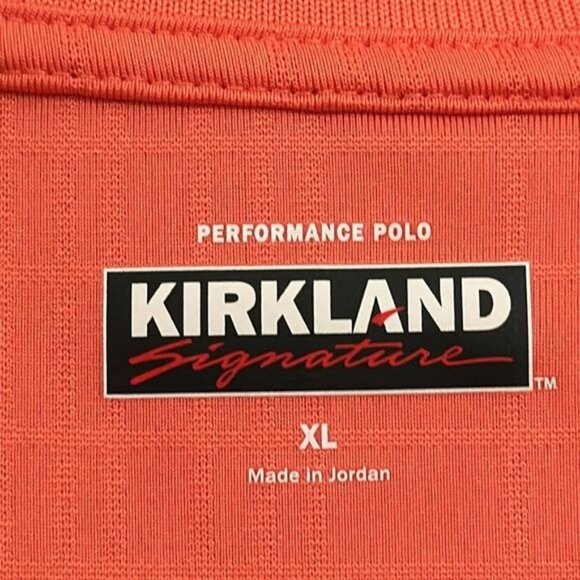 Kirkland Signature Mens XL Performance Polo Shirt Coral Red Polyester Blend - Picture 2 of 6